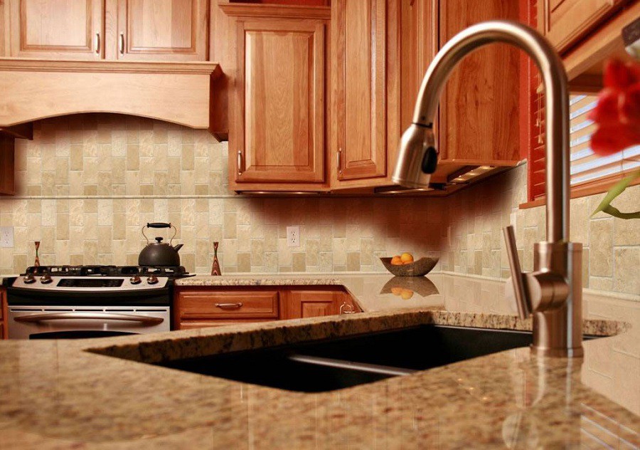 amber yellow granite kitchen top