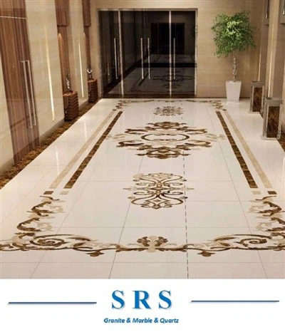 Patrwm Mosaig Carreg Marmor Naturiol Medaliwn Waterjet