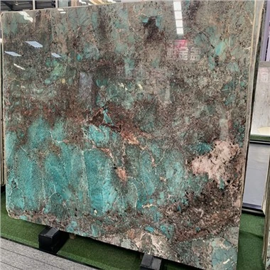 Slabiau Mawr Marmor Gwyrdd Amazonite ar gyfer countertop teils